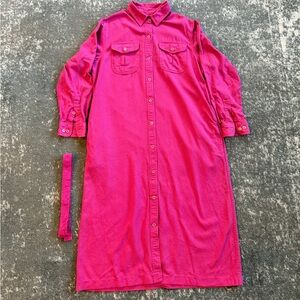 Vintage 90s Women’s Hot Pink LL Bean Silk Maxi Dress